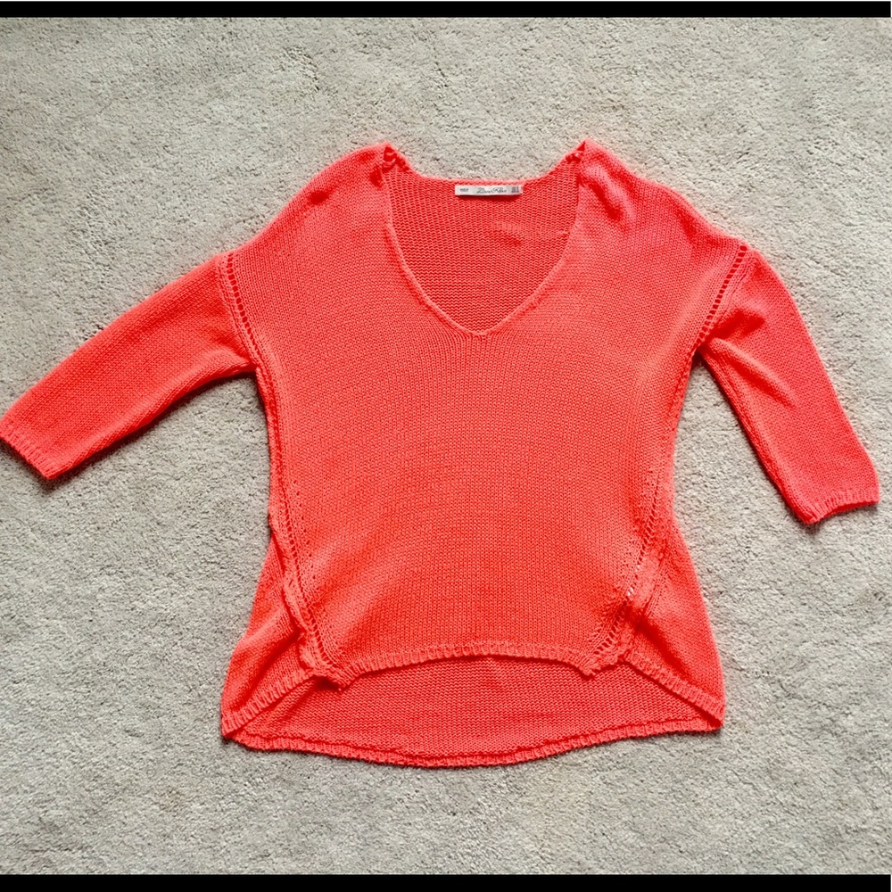 Fluorescent Orange Coral Knit Top